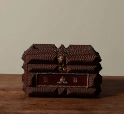 Pierce & Ward VINTAGE TRAMP ART JEWELRY BOX WITH BOTANICAL MOTIFS | Boxes